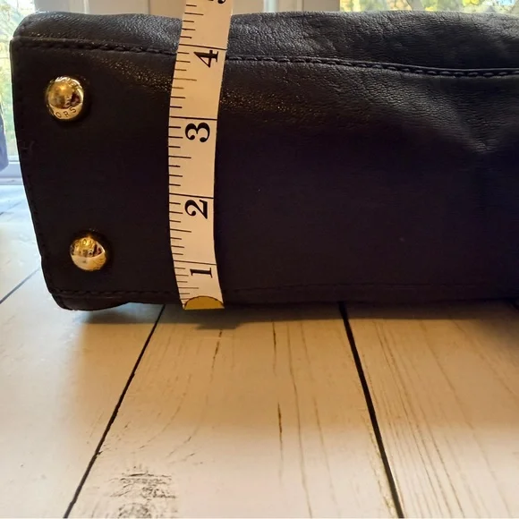 Michael Kors | Navy Hamilton Satchel with Gold Accents - Picture 9 of 12